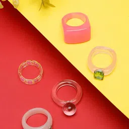 DressBerry Set Of 5 Stone-Studded Finger Rings-image-78