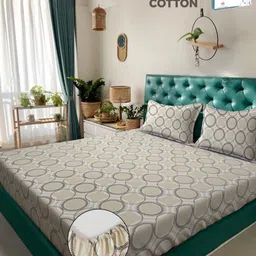 Myntra Elegant Homes Geometric Printed 400 TC King Bedsheet with 2 Pillow Covers-picture-21