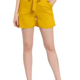 PATRORNA Mustard Slim Fit Shorts-image-5