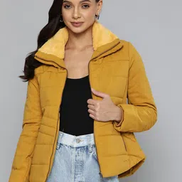 Fort Collins Women Mustard Yellow Solid Padded Jacket-picture-36