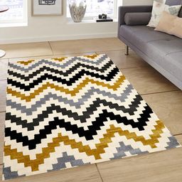 PRESTO Cream-Coloured & Black Printed Heavy Shaggy Hand Tufted Wool Anti-Skid Carpet-picture-29