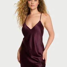 victoria's secret intimates Victoria's Secret Purple Satin Open-Back Slip Dress-picture-10