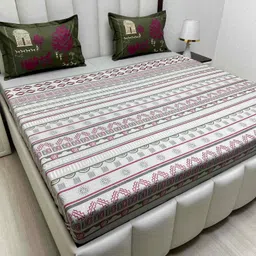 Pure Decor Lifestyle Grey Printed Pure Cotton 330 TC King Bedsheet Set 2.74 m X 2.74 m-picture-31
