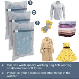 Aura 12-Pcs White Printed Reusable Laundry Bags With Zip image 5