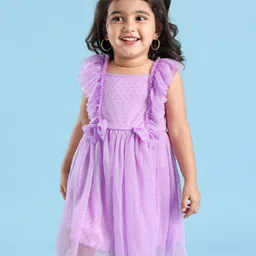 Babyhug Sleeveless All over Glitter Party Wear Frock - Lilac-picture-26