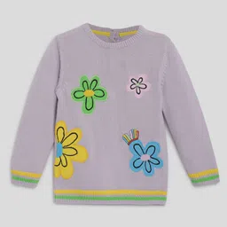 Somersault Full Sleeves Floral Embroidered Sweater - Purple-picture-15