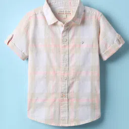 JASH KIDS Cotton Woven Half Sleeves Checkered Shirt - Multicolour-image-64