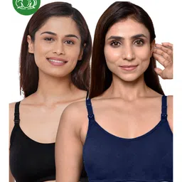 Inner Sense Organic Cotton Pack Of 2 Solid Antimicrobial Soft Feeding Bras - Multi Colour-picture-39