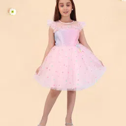 Cutecumber Cap Sleeves Floral Printed Sequins Embellished Dress - Pink-image-95