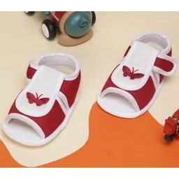 Neska Moda Butterfly Embroidered Velcro Closure Sandals - Maroon-picture-21