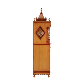DZYN Furnitures Brown Wood Pooja Mandap With Door image 4