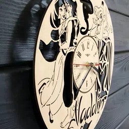 QEZNEF Beige Geometric Traditional Analogue Wooden Wall Clock image 3