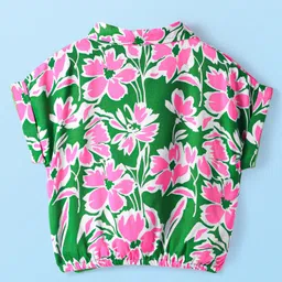 Babyhug Rayon Woven Sleeveless Top With Floral Print - Green image 2