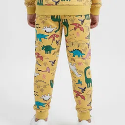 Anthrilo Fleece Knit Dinosaurs Printed Joggers - Yellow image 3