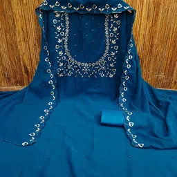 SAINOOR Embroidered Silk Georgette Unstitched Dress Material image 2