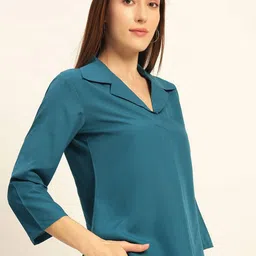 Deewa Women Lapel Collar Shirt Style Regular Top image 5