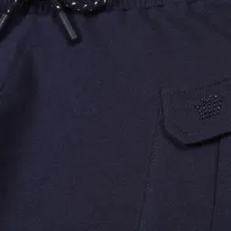 Plum Tree Pure Cotton Solid Cargo Shorts - Navy Blue image 4