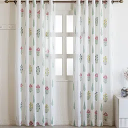 Clasiko White & Green Set of 2 Ethnic Motifs Sheer Window Curtain-picture-20