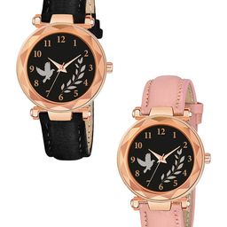 CSAMON Women Set Of 2 Regular Straps Analogue Watch GR379RG BIRD BLK Vel PINK G L-picture-27