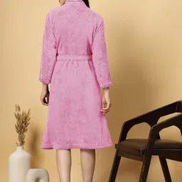 FABINALIV Pink Pure Cotton Bath Robe With Belt image 4