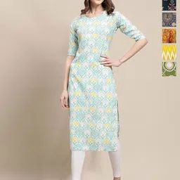 7Threads Women Pack Of 6 Ethnic Motifs Printed Daily Straight Kurtas-image-41