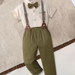 FOREVER FRIDAY Boys Shirt Collar Pure Cotton Shirt with Trouser & Suspenders-picture-32