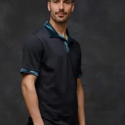 Rare Rabbit Black Regular Fit Embroidered Polo T-Shirt image 3