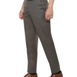 Van Heusen Brown Regular Fit Flat Front Trousers image 3