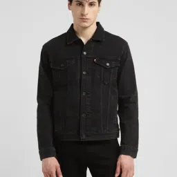 Levi's Black Slim Fit Denim Jacket-image-70
