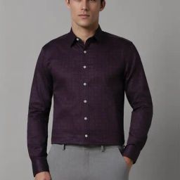 Louis Philippe Purple Cotton Slim Fit Printed Shirt-picture-18