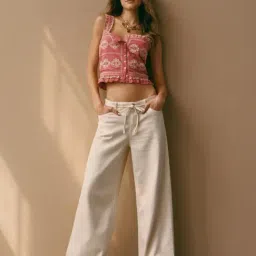 American Eagle Beige Cotton Solid Pants image 3