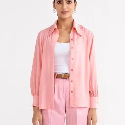 Qua Salmon Pink Long-Collared Bishop Shirt image 1