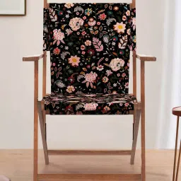 Chumbak Bistro Palampore Floral Grey Wood Folding Chair image 1