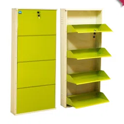 Delite Kom Powder Coated Ivory Green Wall Mounted Metal Shoe Rack ( 4 Shelves DIY) image 1