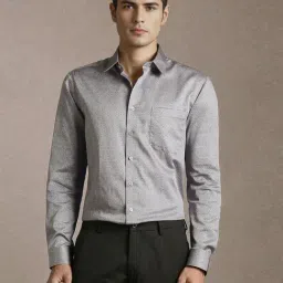 Louis Philippe Grey Cotton Slim Fit Printed Shirt-picture-14