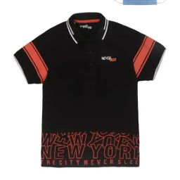 lil tomatoes Li'l Tomatoes Kids Black Printed Polo T-Shirt & Mask-picture-17