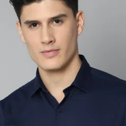 Allen Solly Navy Cotton Slim Fit Shirt image 4