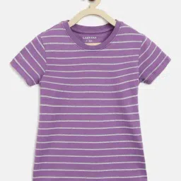 Campana Kids Purple & Grey Cotton Striped T-Shirt-picture-15