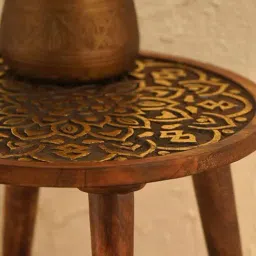 Jaypore Brown Mango Wood Hand Crafted Round Table image 2
