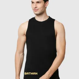 Bewakoof Black Loose Fit Printed Oversized Sleeveless Crew T-Shirt image 1