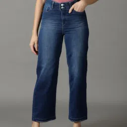 showoffff SHOWOFF Navy Straight Fit High Rise Jeans-picture-29