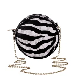 London Rag Black & White Animal Effect Small Sling Handbag image 1