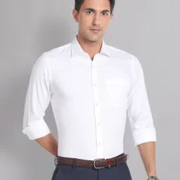AD by Arvind White Regular Fit Textured Shirt image 1