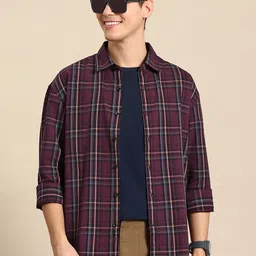 Mast & Harbour Men Checked Pure Cotton Casual Shirt-picture-34