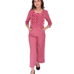 Cutecumber Kids Dusty Pink Applique  Jumpsuit image 1