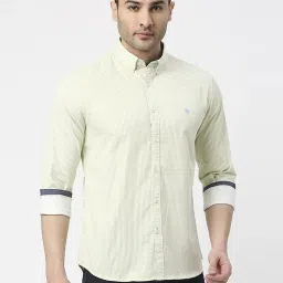 Dragon Hill Green Slim Fit Striped Shirt image 1