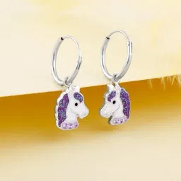 GIVA 92.5 Sterling Silver Wishful Unicorn Hoop Earrings for Kids Girls-image-51