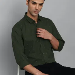 Louis Philippe Sport Green Slim Fit Printed Cotton Shirt image 1