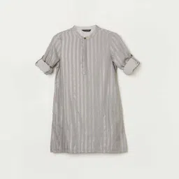 Melange by Lifestyle Kids Grey Cotton Self Pattern Full Sleeves Kurta image 1