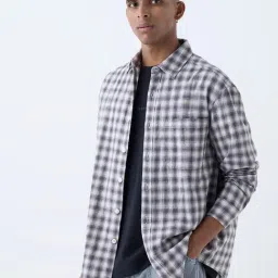 nuon men Nuon by Westside Black Checkered Relaxed-Fit Cotton Shirt-picture-19